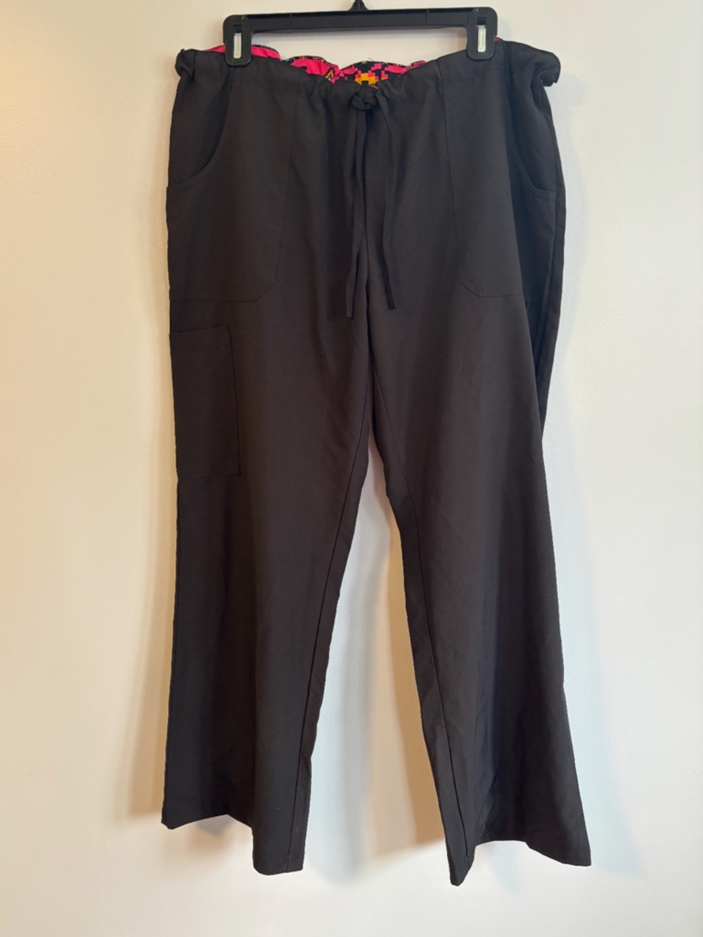 Divine Scrubs by JDM Black Pant Bottoms Drawstring Waist Straight Leg Pants XL